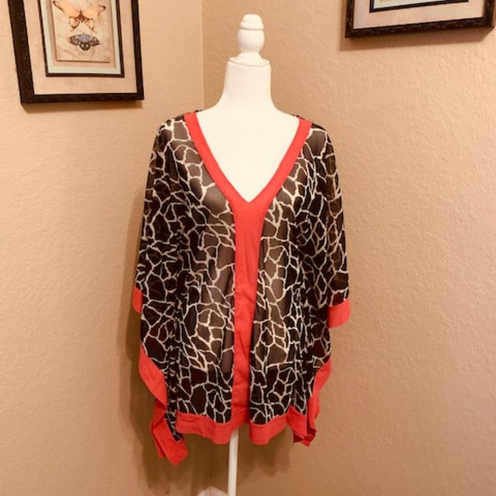 INC  Beach sheer animal print coverup